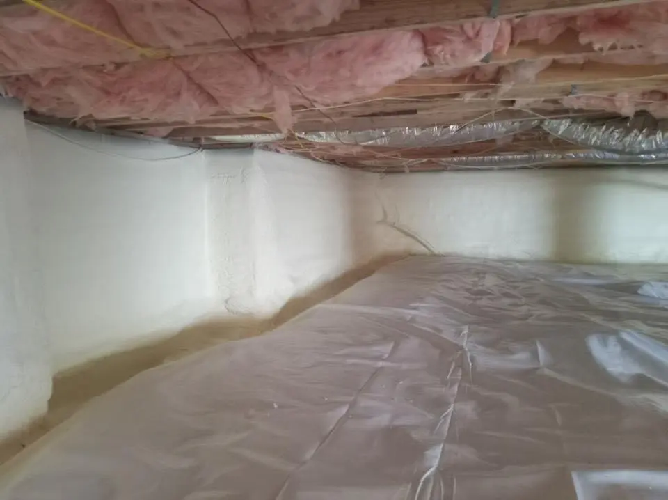 Crawl space encapsulation with closed-cell spray foam for Attic Insulation in Pekin